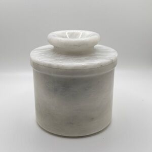 White MARBLE Stone BUTTER BELL Alabaster Style Apothecary 5” Tall Vintage